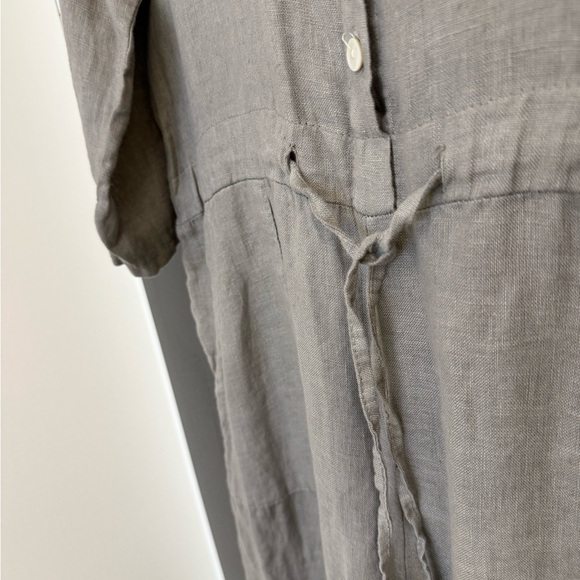Pistache M MINT/NEW linen (100 percent linen) Wide Leg Jumpsuit with Relaxed Fit - Picture 6 of 15